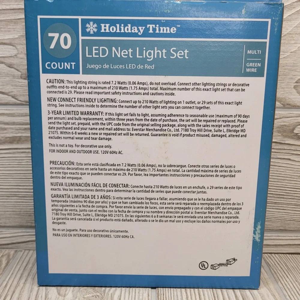 70 Multi Color LED Net Lights Holiday Time Green Wire Indoor Outdoor 4x4 Walmart